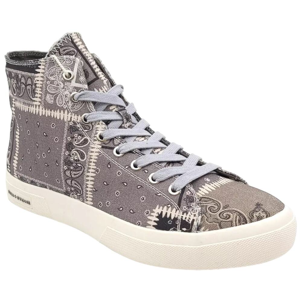 Sun + Stone Men Mesa High Top Lace Up Sneakers Size 9.5M Grey Patchwork Canvas W